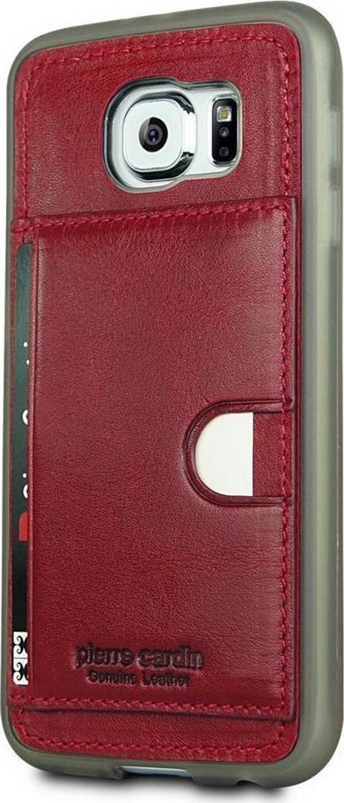 Galaxy S6 ile Uyumlu Deri Arka Koruma Paneli Kırmızı PCL-P11