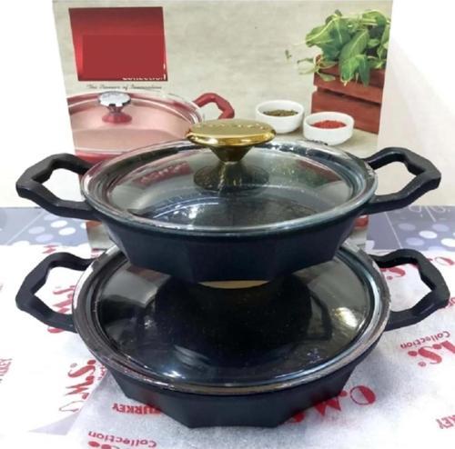 Dodeca Döküm Granit 4 Parça Kapaklı Sahan Set 18-22 cm Siyah