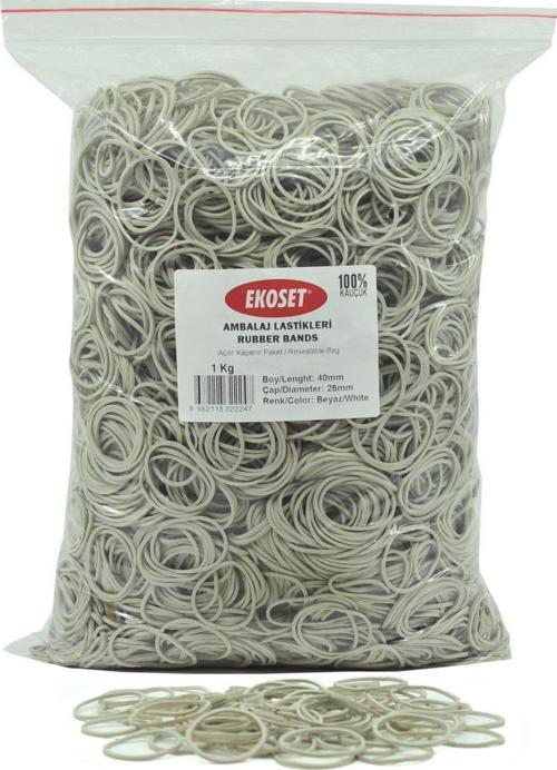 Beyaz Paket Ambalaj Toka Para Lastiği 40mm 1Kg