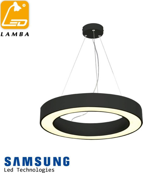 Halka Sarkıt Aydınlatma - 80cm - Beyaz Işık - Siyah Kasa