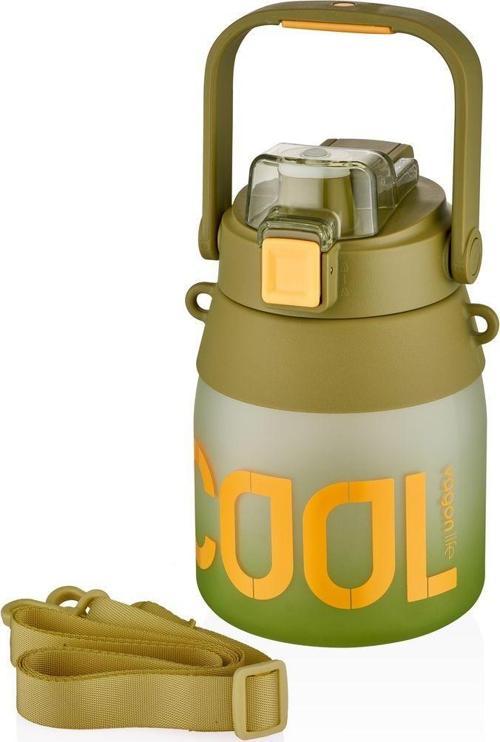 1000ml Tek Kapak Pipetli/Pipetsiz Kullanım Taşıma Askılı Motivasyon Su Matarası Softtouch