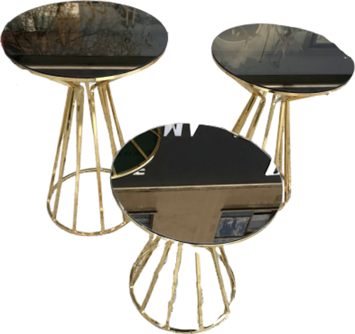 Brc 13851 CADDE Zigon Model Metal Gold renk kaplama Siyah düz Temper cam El Yapım