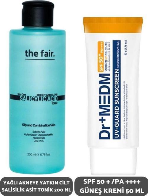 Yağlı Akneye Yatkın Salisilik Asit Tonik 200 ml ve Dermal SPF 50 Güneş Kremi 50 ml