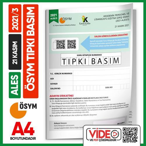 ALES 2021/3 ÖSYM Tıpkı Basım Çıkmış Soru Deneme Kitapçığı Video/PDF Çözümlü Türkiye Geneli