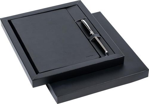 SD 100-1 - Premium Defter A5 Sundance Siyah & 800 Roller Kalem Titanyum Krom