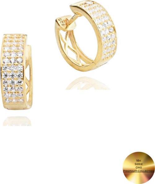 18k Serie Oro 3 Sıra Yarımtur Halka Minimal Gümüş Küpe 14 MM