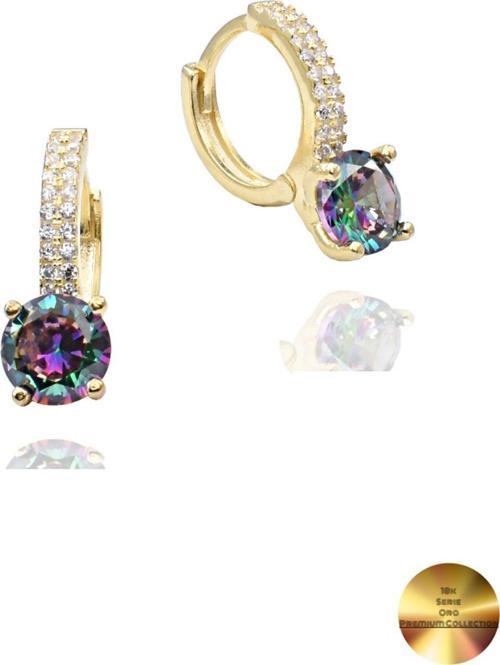 18k Serie Oro Mistik Taşı Halka Kadın Gümüş Küpe Stylish Night 7 MM