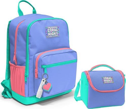 Dört Bölmeli Ortaokul Çantası ve Beslenme Çantası Seti - Derin Mavi - Erkek Çocuk