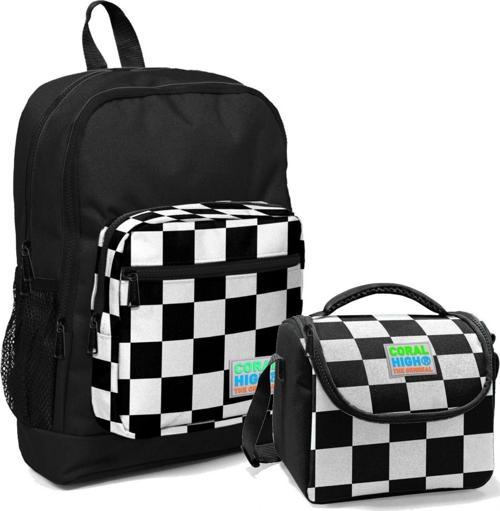 Erkek Çocuk İlkokul Okul Sırt Çantası ve Beslenme Çanta Seti - Siyah Damalı