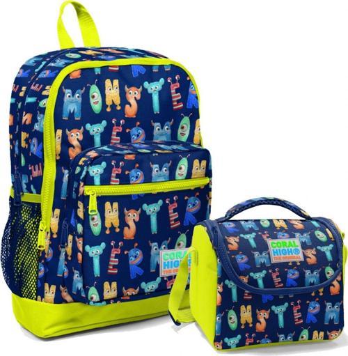 Erkek Çocuk İlkokul Okul Sırt Çantası ve Beslenme Seti - Sevimli Harfler