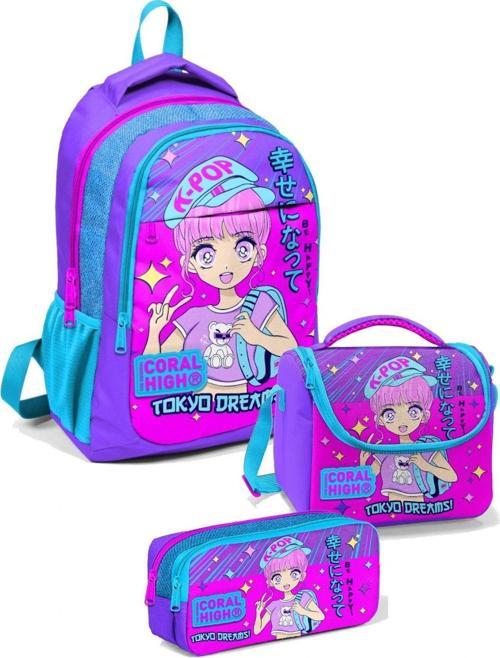 İlkokul Çanta Takımı Lavanta K-Pop Kız Çocuk Okul Çantası Seti