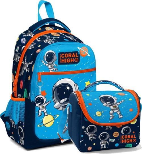 İlkokul Okul Sırt ve Beslenme Çantası Seti - Erkek Çocuk Lacivert Mavi Astronot