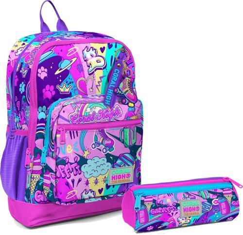 İlkokul Sırt Çantası ve Kalemlik Seti - Grafiti - Kız Çocuk