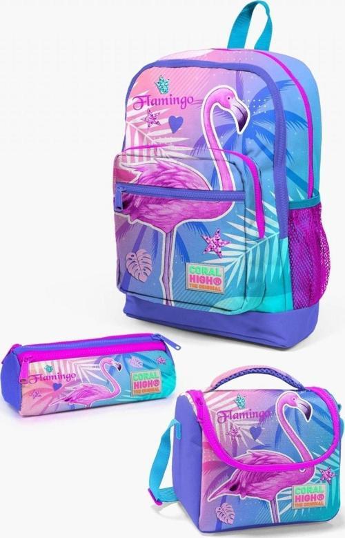 Kids Lavanta Pembe Flamingo Kız Çocuk 3’lü Okul Çanta Seti