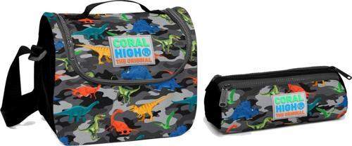 Kamuflaj Dinazor Erkek Çocuk Beslenme ve Kalemlik Seti