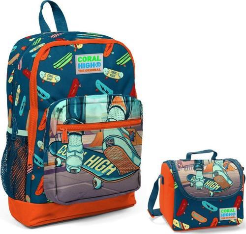 Kaykay Baskılı Erkek Çocuk İlkokul Çantası ve Beslenme Seti