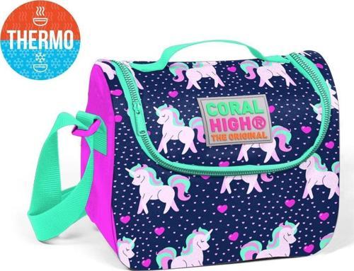 Lacivert Unicorn Desenli Termoslu Beslenme Çantası - Kız Çocuk