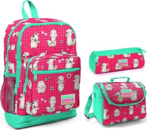 Lama Baskılı Kız Çocuk 3'lü İlkokul Çanta Seti
