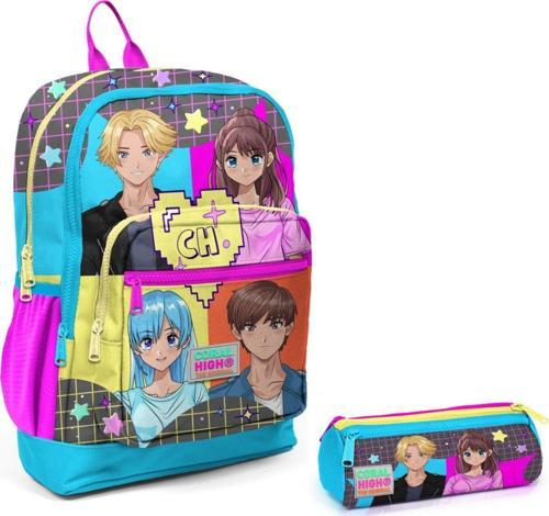 Mavi Pembe Anime İlkokul Sırt Çantası ve Kalemlik Seti