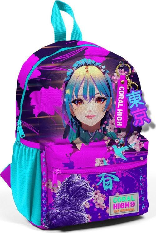 Mor Pembe Anime Kedi Mini Yuva Sırt Çantası - Kız Çocuk