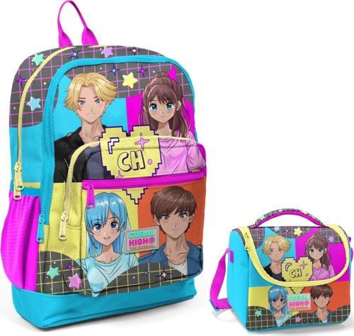 Mavi Pembe Anime Okul Sırt ve Beslenme Çantası Seti