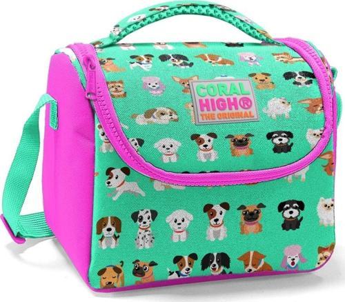 Kız Çocuk Pembe Yeşil Köpek Okul Beslenme Çantası - Thermo Yalıtımlı