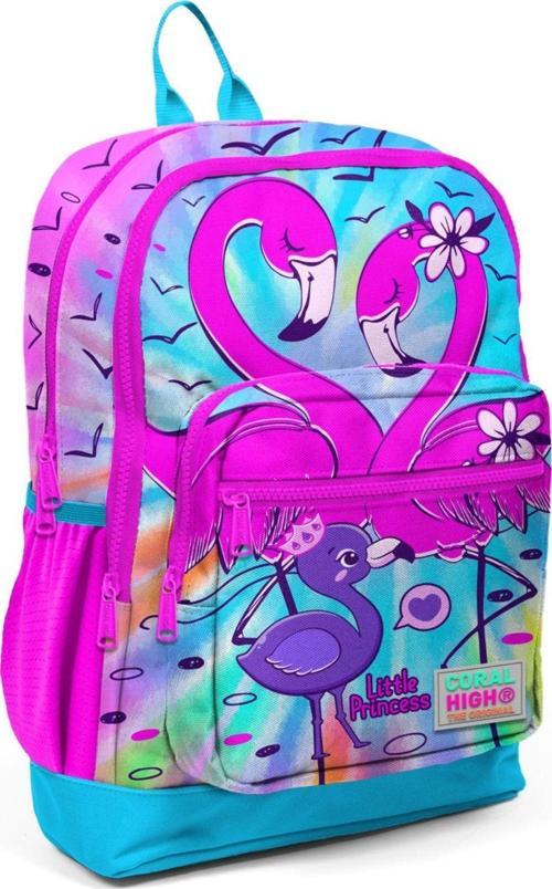 Mavi Pembe Flamingo İlkokul ve Günlük Sırt Çantası - Kız Çocuk - USB Soketli