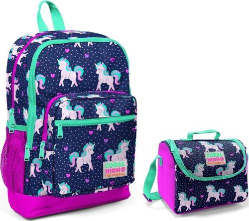 Mor Unicorn Kız Çocuk İlkokul Çantası ve Beslenme Seti
