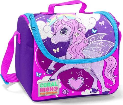 Mor-Pembe Unicorn Baskılı Termoslu Beslenme Çantası - Kız Çocuk