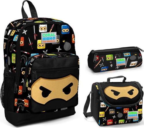 Ninja Baskılı Erkek Çocuk 3'lü İlkokul Çanta Seti