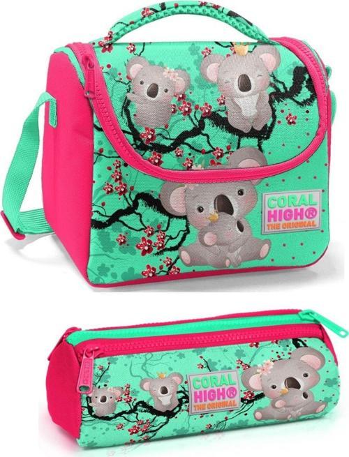 Kız Çocuk Yeşil Kırmızı Koala Beslenme Çantası Seti