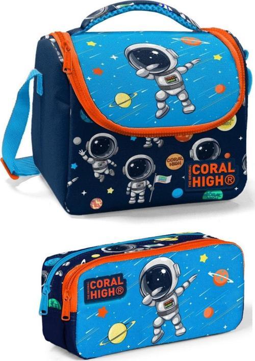 Lacivert Mavi Astronot Erkek Çocuk Beslenme Çantası Seti