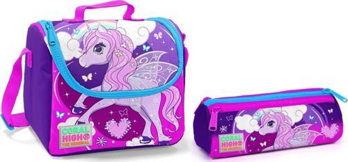 Pembe Unicorn Kız Çocuk Beslenme Çantası ve Kalemlik Seti - Thermo