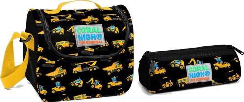 Siyah İş Makine Erkek Çocuk Beslenme ve Kalemlik Seti