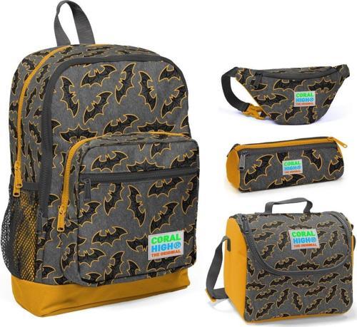 Yarasa Baskılı Erkek Çocuk 4'lü İlkokul Çanta Seti