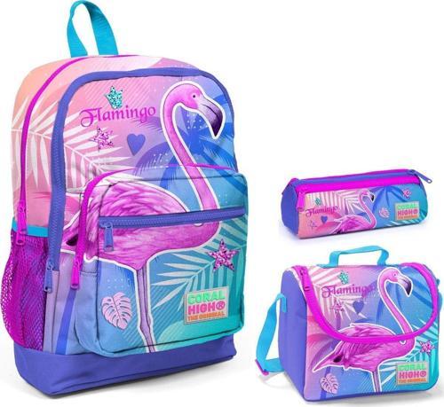 Pembe Flamingo Kız Çocuk 3'lü İlkokul Çanta Seti