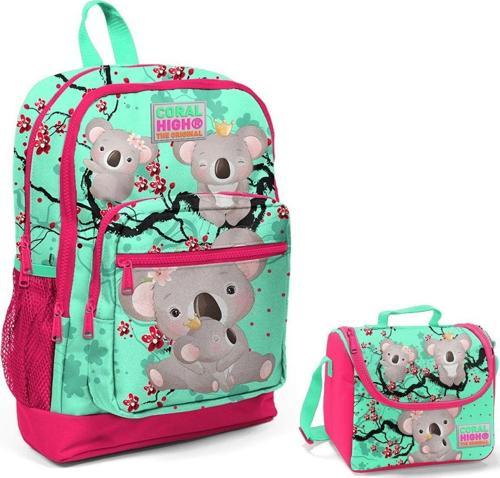 Yeşil Koala Baskılı Kız Çocuk İlkokul Çantası ve Beslenme Seti