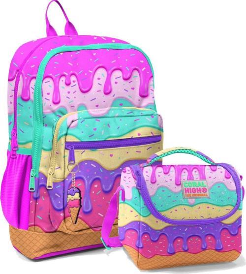 Renkli Dondurma İlköğretim Okul Sırt Çantası ve Beslenme Çanta Seti