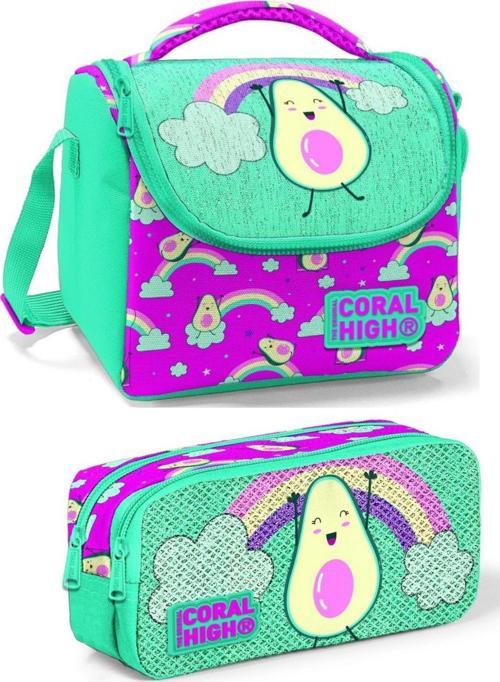 Yeşil Pembe Avokado Kız Çocuk Beslenme Çantası Seti