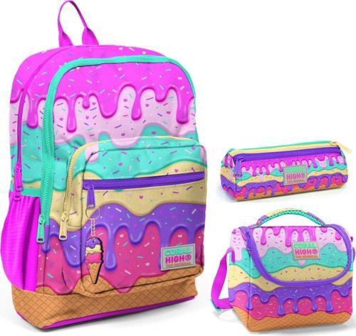 Renkli Dondurma Üçlü İlkokul Okul Çanta Seti