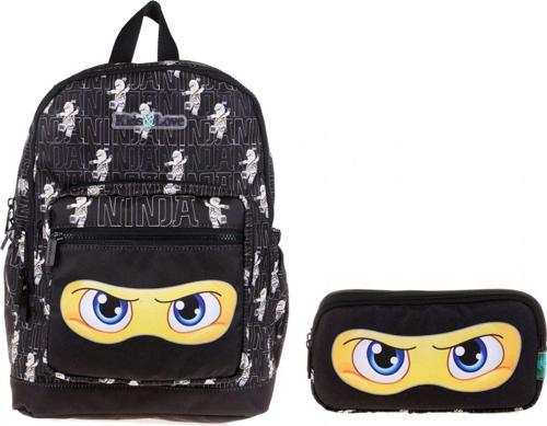 Kids&Love Sarı Siyah Ninja İlkokul Çanta ve Kalemlik Seti - Erkek Çocuk