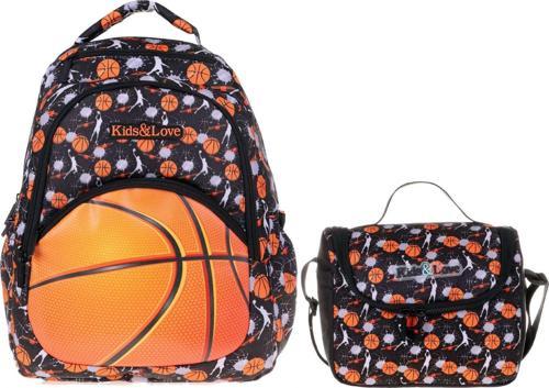 Kids&Love Turuncu Basketbol Okul Çantası ve Beslenme Çanta Seti - Erkek Çocuk