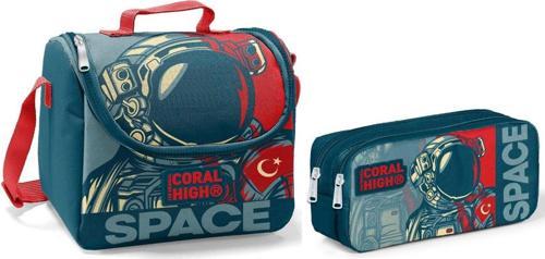 Coral High Beslenme Çantası ve Kalemlik Takım - Lacivert - Astronot - Erkek Çocuk