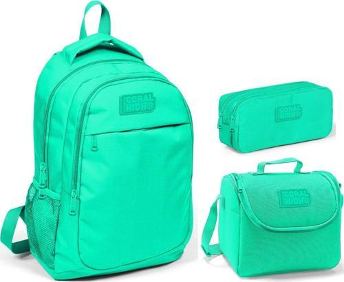 Coral High Lacivert Yeşil Kız Çocuk İlkokul Çanta Seti - Sırt Çantası+Beslenme+Kalemlik