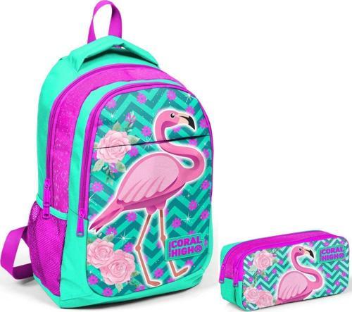 Coral High Pembe Flamingo Kız Çocuk İlkokul Çantası ve Kalemlik Seti