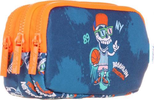 Üç Bölmeli Mavi Turuncu Basketbol Erkek Çocuk Kalem Çantası