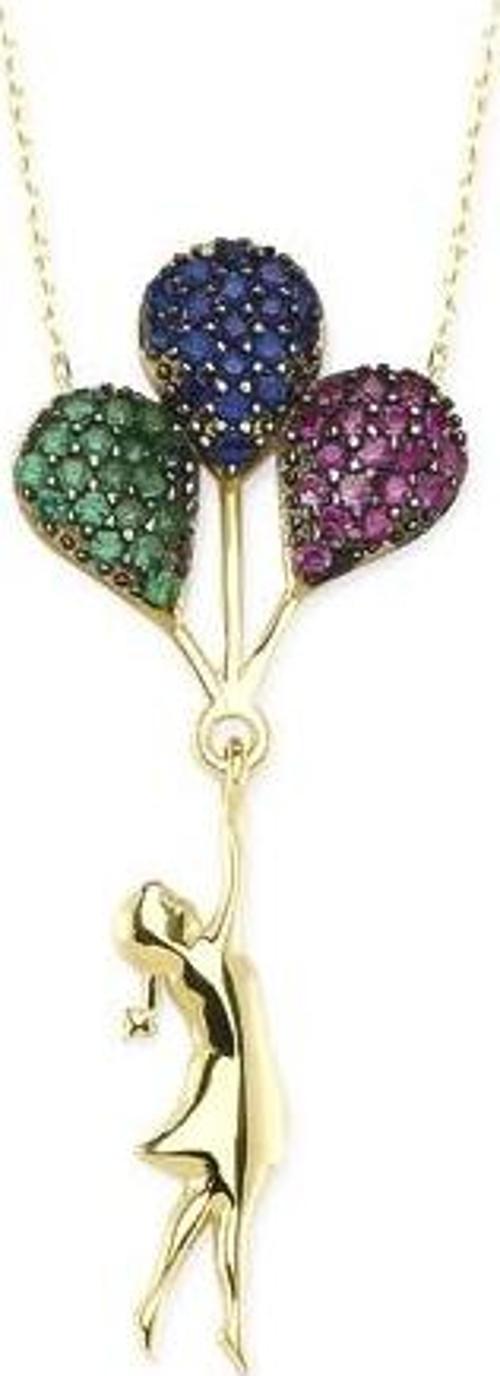 Altın Renkli Taşlı Balon Kolye