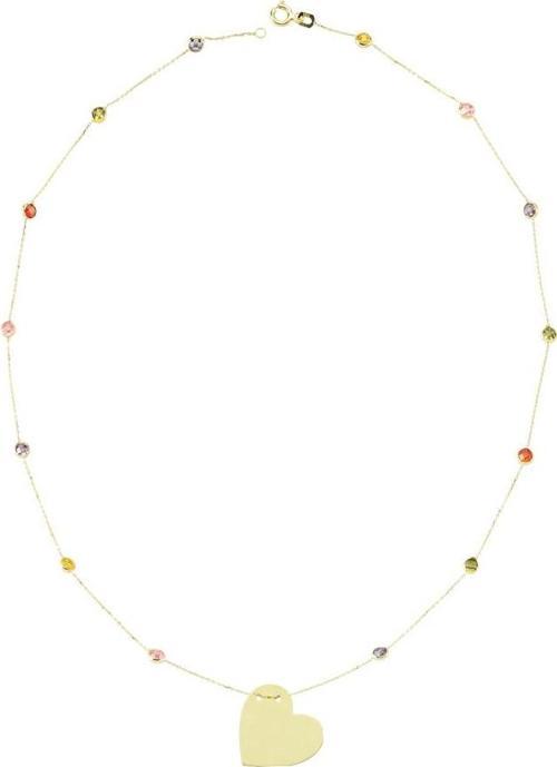 Altın Renkli Taşlı Kalp Kolye