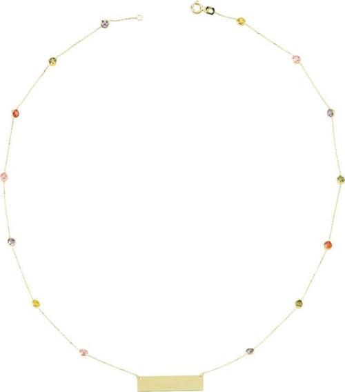 Altın Renkli Taşlı Plaka Kolye