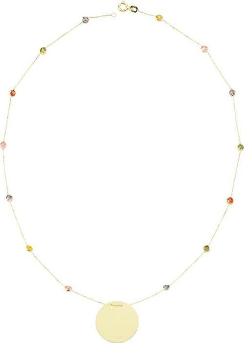 Altın Renkli Taşlı Plaka Kolye